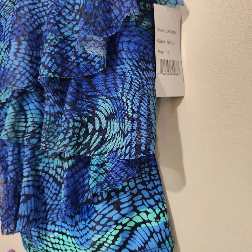 Del Raya Tankini Top Size 10 Blue Layered - Picture 3 of 12